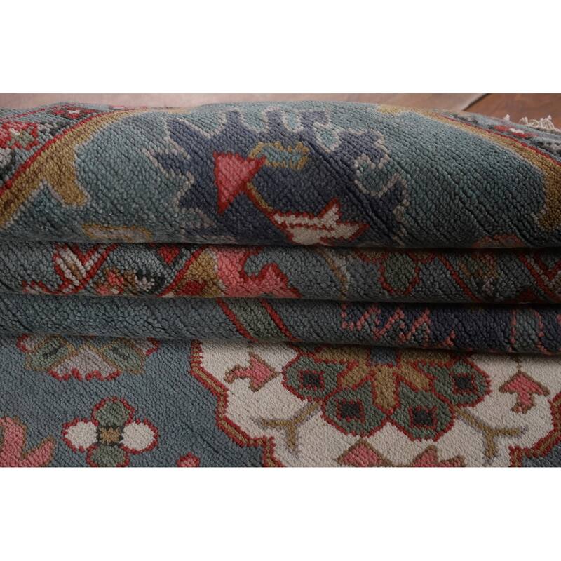 All-Over Floral Oushak Indian Area Rug Handmade Wool Carpet - 9'1"x 11'9"