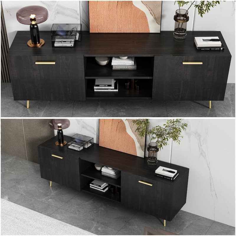 Timechee TV Stand for TVs up to 73"(Brown/White)