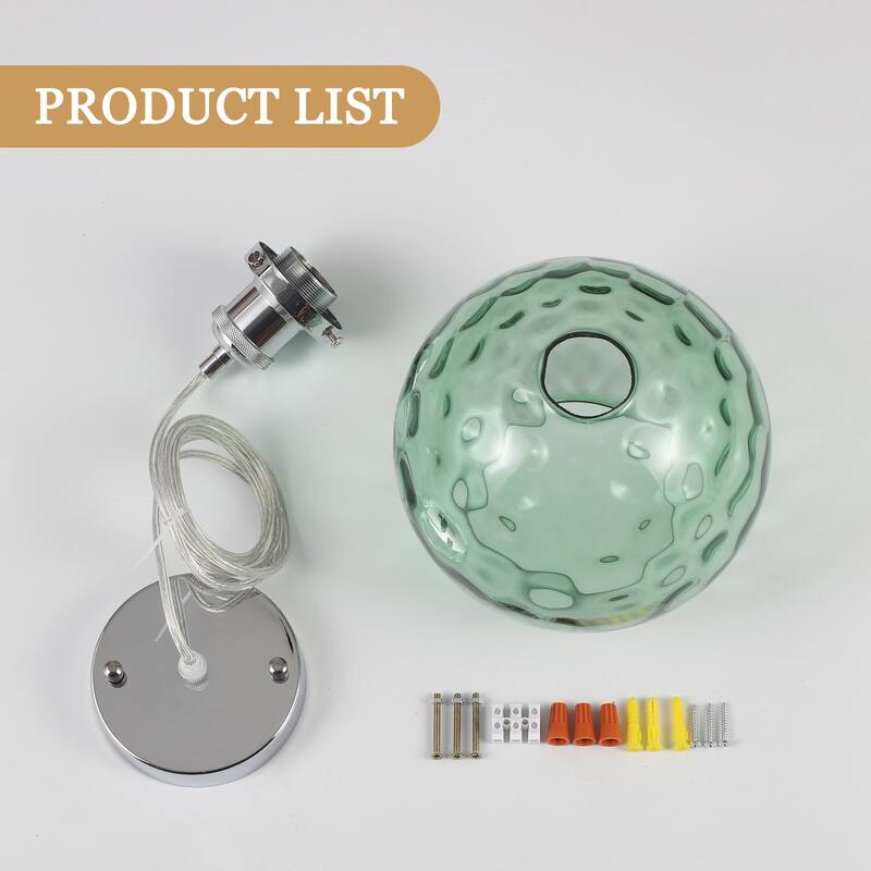 1-Light Metal Hanging Pendant Light with Glass Shade for Kitchen Island