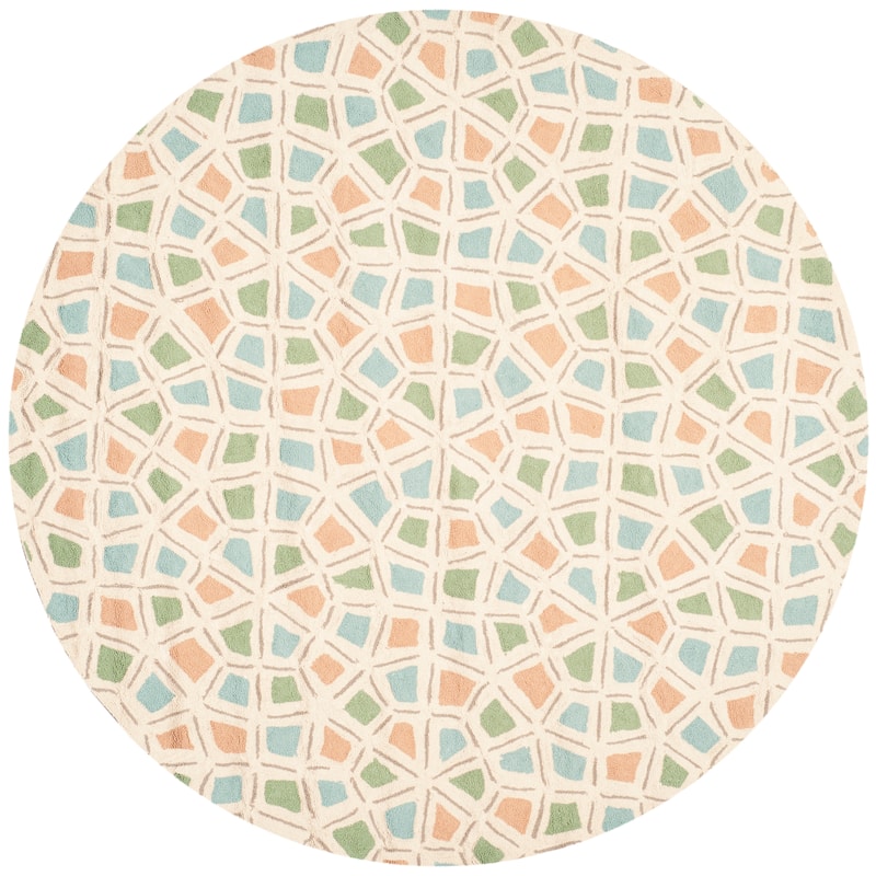 Martha Stewart by SAFAVIEH, Spring Wheel Mosaic Cotton Rug - 4' Round - Rhododendron