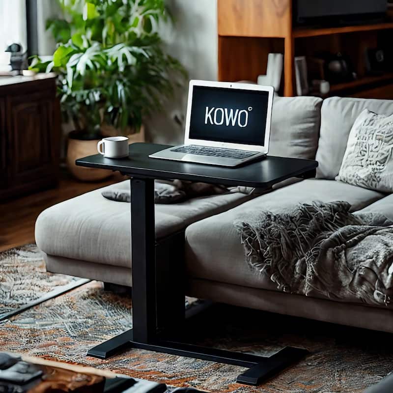 KOWO Electric Height Adjustable Side Table Soft Touch Bedside End Table with Quiet Motor, Modern Nightstand for Home & Office