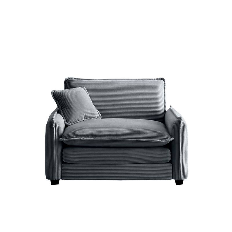 Living Room Accent Chair, Modern Corduroy Upholstered Leisure Armchair Pure Color Sofa Chair with Pillows and Removable Armrests