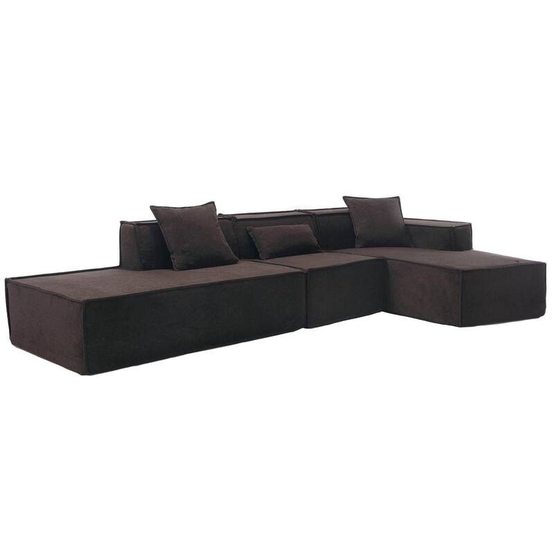 129.5" L-Shaped 4-Seater Sofa Set with Chaise