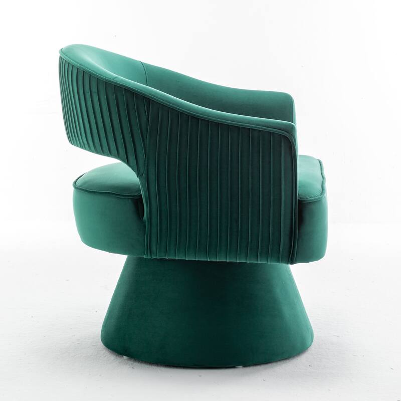SEYNAR Modren Velvet Living Room Swivel Arm Barrel Chair with Tufted Back