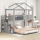 preview thumbnail 2 of 7, Twin Over Full House Bunk Bed with Storage Staircase and Blackboard