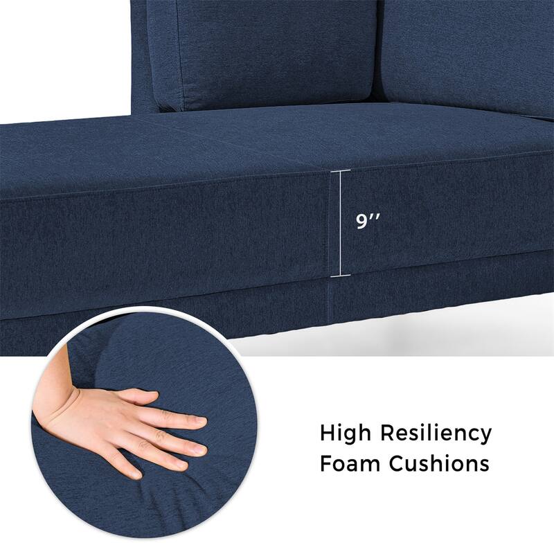 65" Upholstered Chaise Lounge, Sleeper Sofa, Solid Wood Sofa Bed