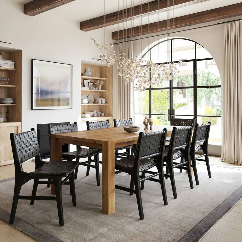 Poly and Bark Banda Teak & Leather Dining Chair - Solid Teak Wood Frame