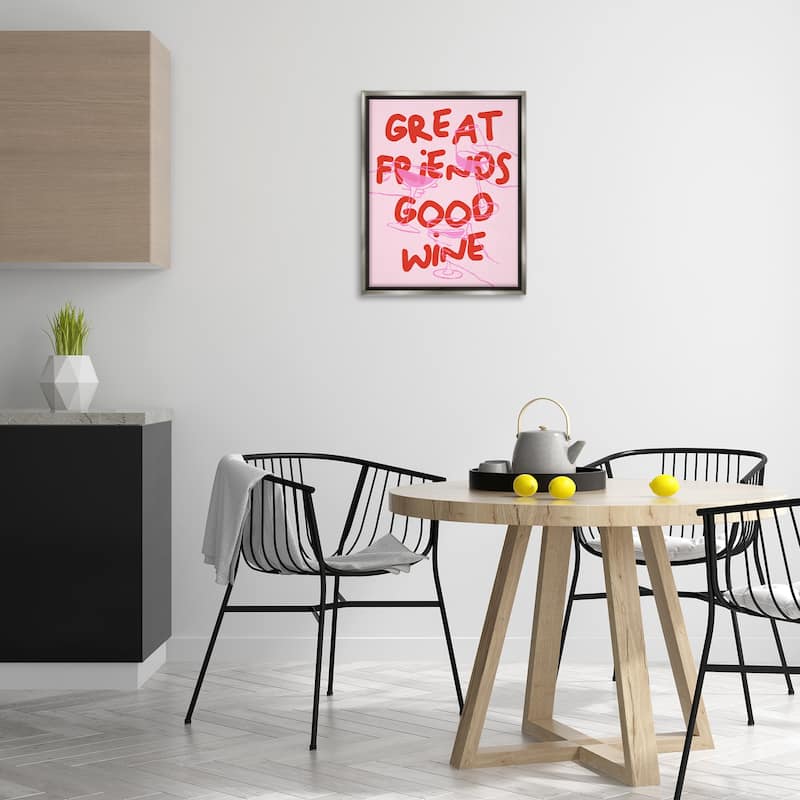 Stupell Great Friends Good Wine Framed Floater Canvas Wall Art Design By House of Lulu