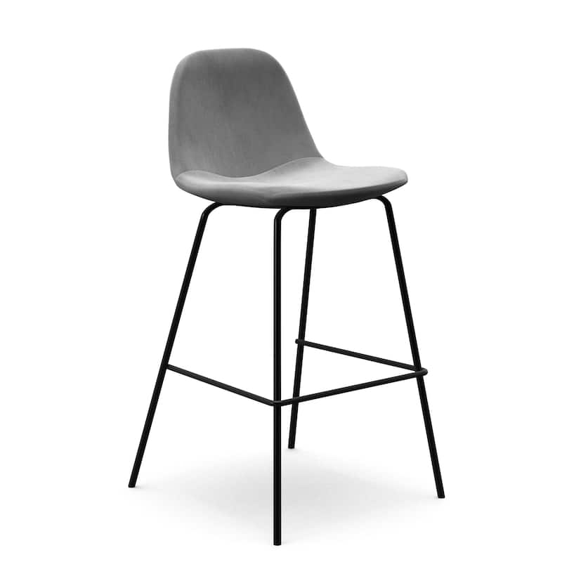 Maxine Velvet Counter Height Stools Black Legs (Set of 2)