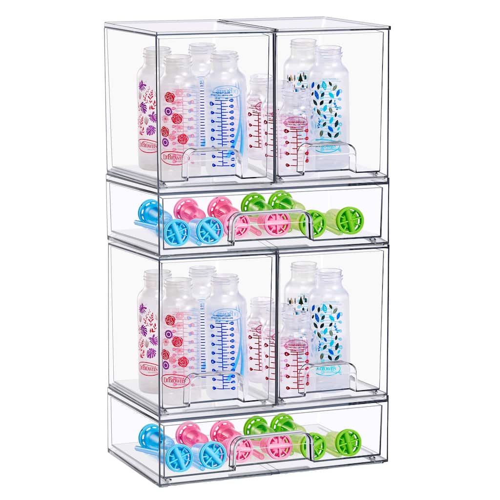 Sorbus Stackable Acrylic Storage Drawers, Tall and Wide Clear Plastic Organizer Bins for Countertop Organization