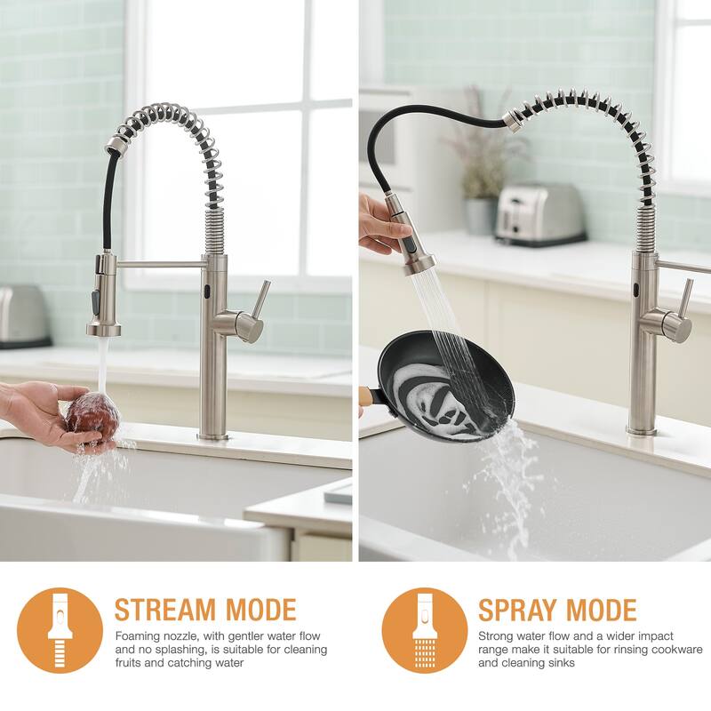 Touchless Chrome Sensor Single Handle Pull Down Kitchen Faucet