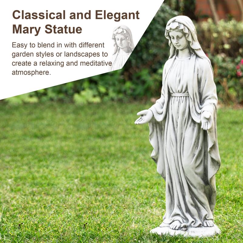 30''H Standing Virgin Mary Blessed Mother Statue Holy Cross Sculpture Decoration By Glitzhome