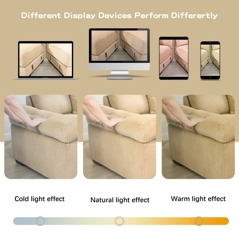 Roomfitters 54.3" Oversized Cloud Modular Sofa, Deep Seat Corduroy Couch with Extra-Thick Armrests