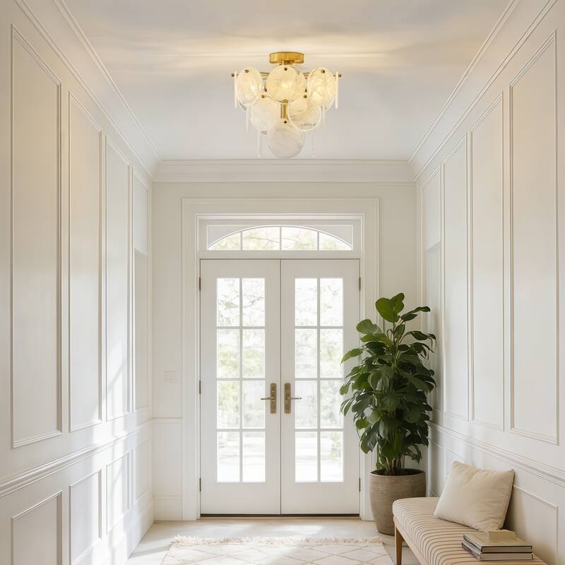 Starsky 4-Light Tiered Handcrafted Textured Glass Flush Mount