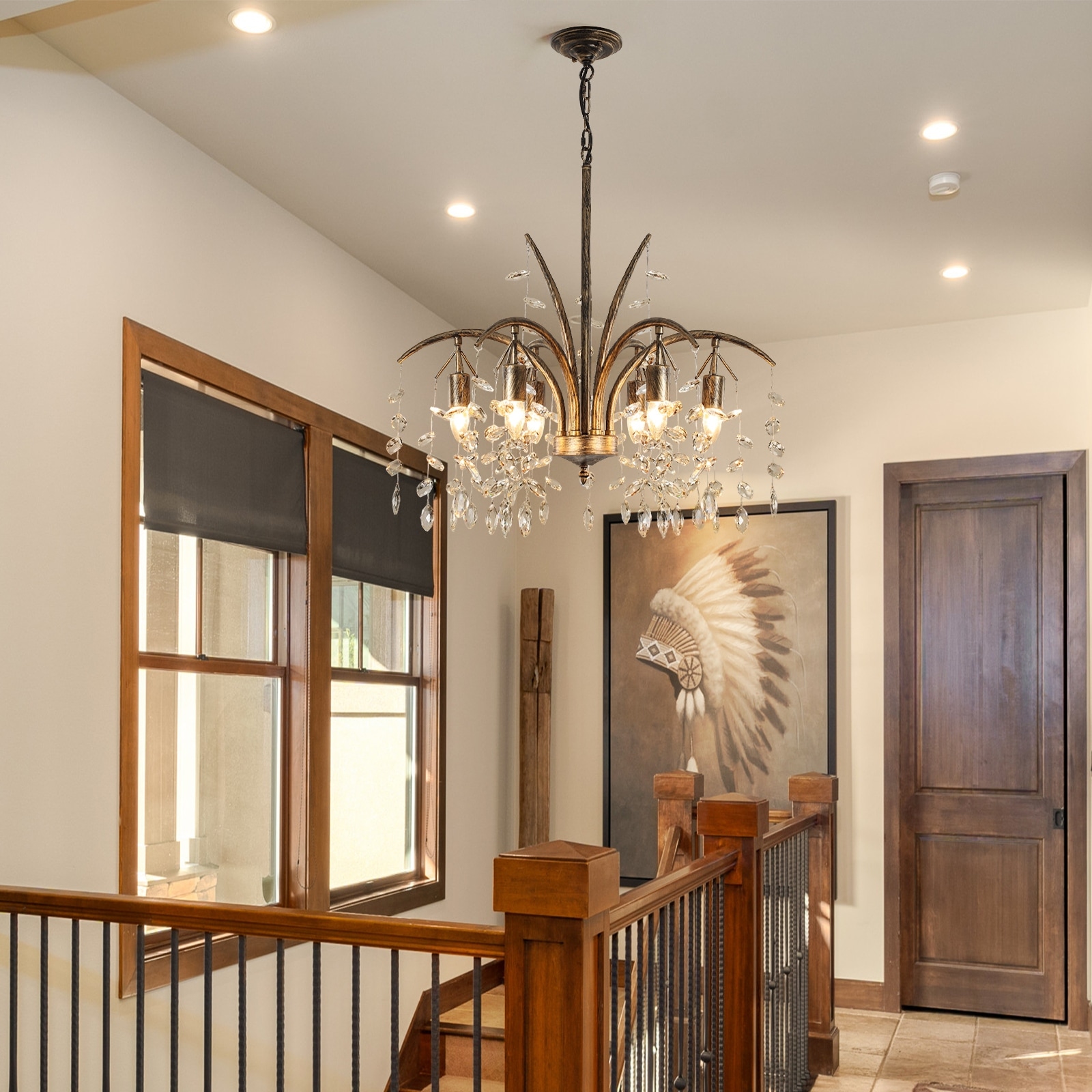 Bronze foyer chandelier top