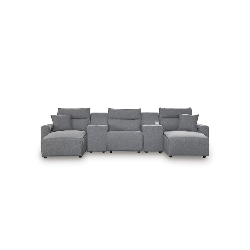 Signature Design by Ashley Modmax Gray 5-Piece Power Reclining Sectional with Chaise - 152" W x 63" D x 41" H