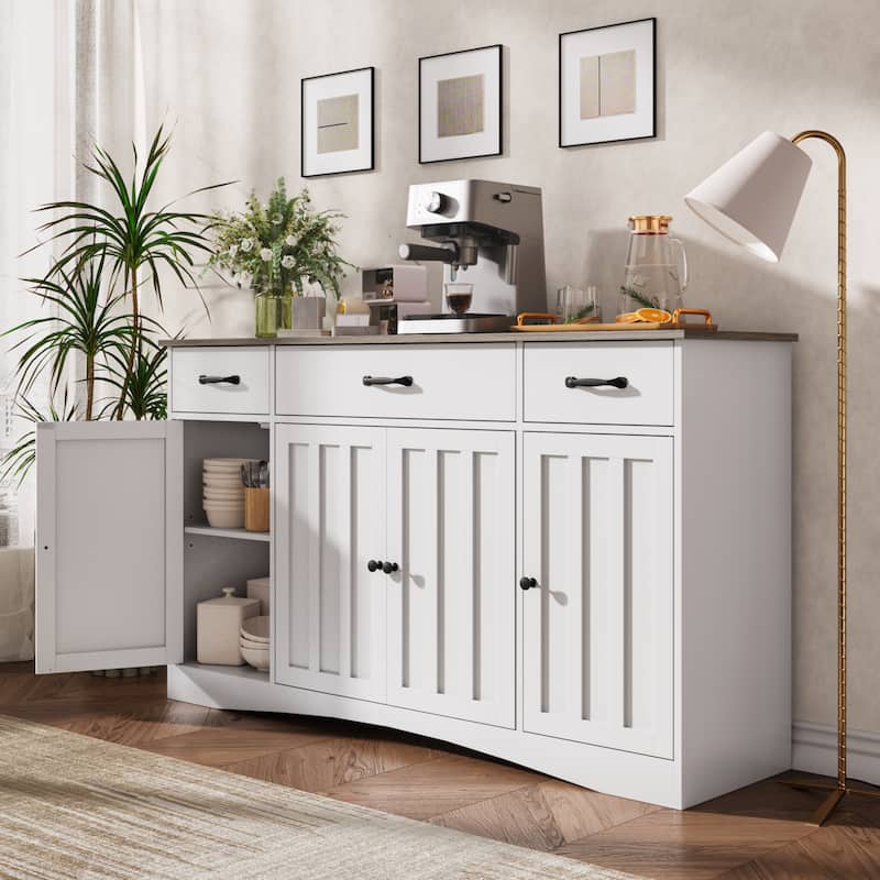Sideboard Buffet Cabinet with Storage, Modern Kitchen Sideboard and Coffee Bar with Drawers and Doors