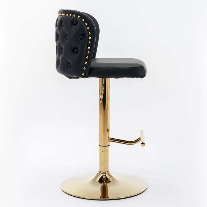 PU Upholstered Bar Stools Set of 2, Swivel Bar Stools with Adjusatble Height, Kitchen Island Chairs with Footstool