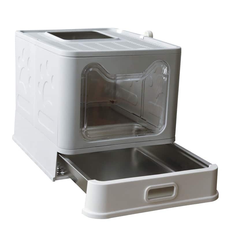Extra Large Stainless Steel Enclosed Cat Litter Box With Lid Easy Cleaning