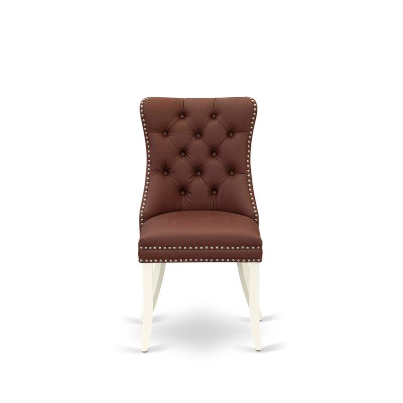 East West Furniture Dinette Set Consists of a Rectangle Dining Table and Upholstered Chairs, Linen White (Pieces Options)