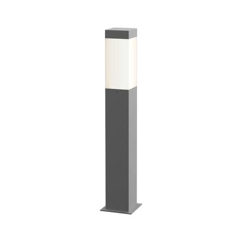 Square Column Textured Gray 22-inch LED Outdoor Bollard, White Shade