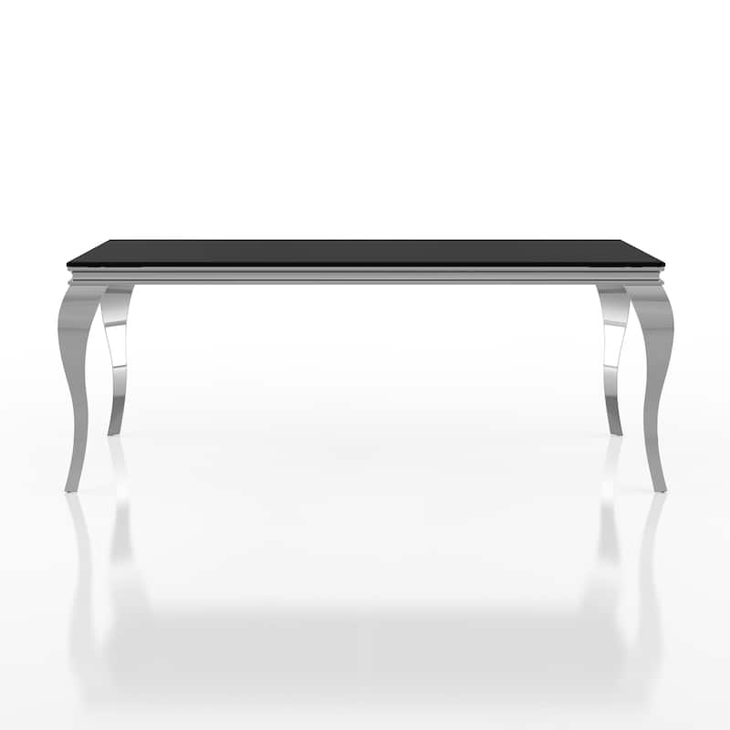Furniture of America Pizo Glam 79-inch Chrome Leg Glass Top Dining Table