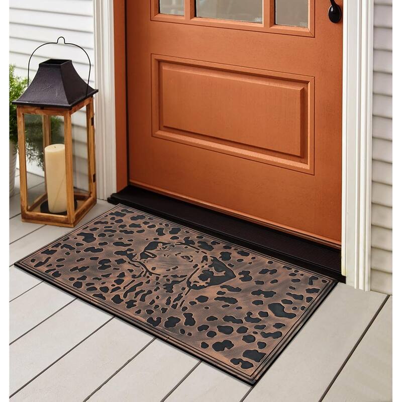 A1HC Dog Sketch Rubber Pin Outdoor Entrance Mat, Beautifully Copper Finished 18" X 30"