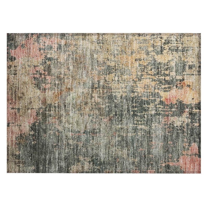 Machine Washable Indoor/ Outdoor Abstract Modern Chantille Rug