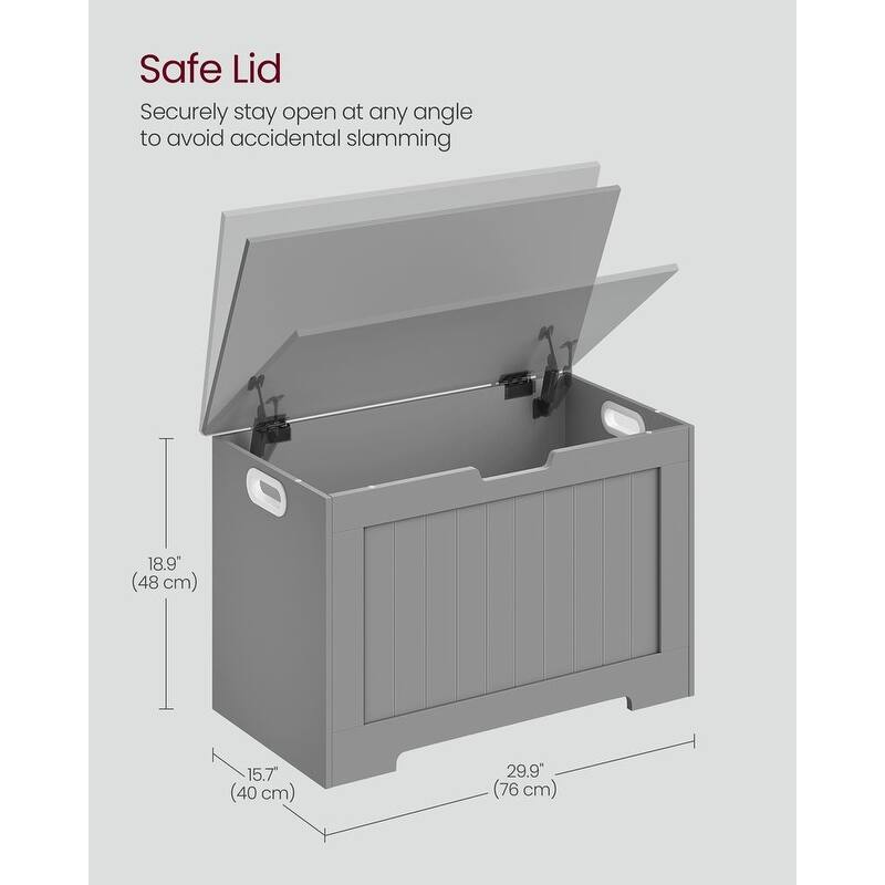 Wooden Storage Chest with 2 Safety Hinges, 29.9 Inches Wide - 15.7"D x 29.9"W x 18.9"H