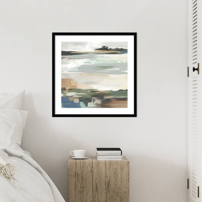 Tranquil Shoreline Reflections No. 1 by Lera Wood Framed Wall Art Print