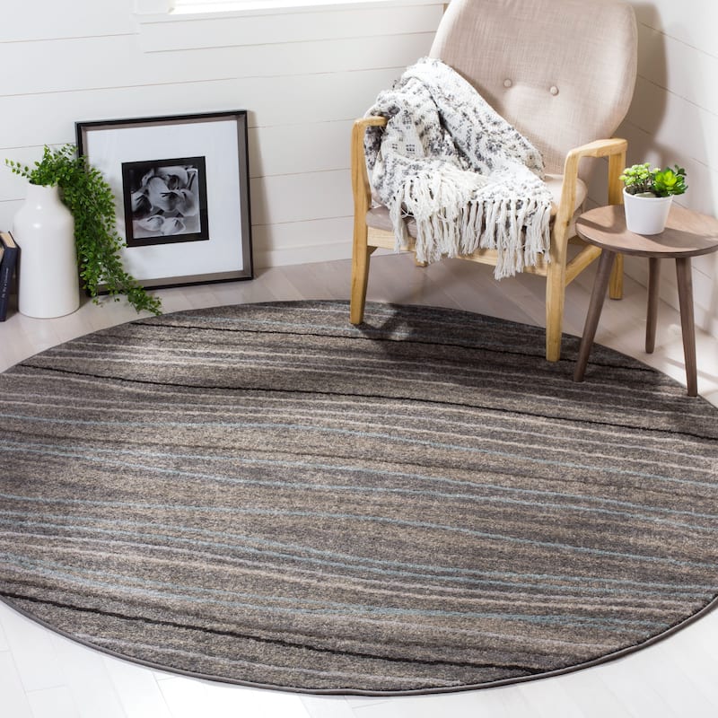 SAFAVIEH Amsterdam Stancuta Modern Rug - 5'1" Round - Silver/Beige