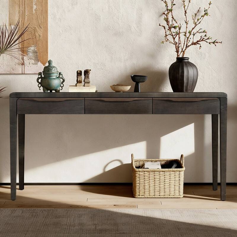 Farmhouse 60" Console Table,Entryway Table with 3 Drawers for Stylish Entryway Organization