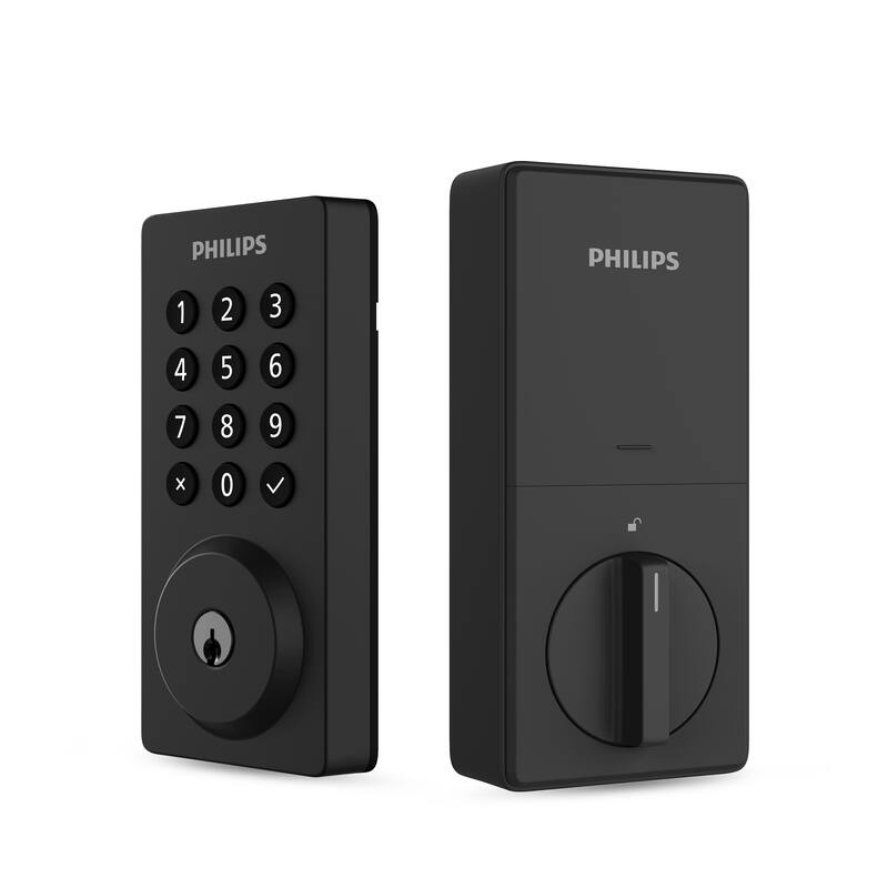 Philips Smart Wi-Fi Door Lock with Push Button Lighted Keypad and Handle Set - Matte Black
