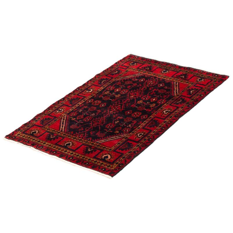 ECARPETGALLERY Hand-knotted Andelz Black, Red Wool Rug - 3'3 x 5'2