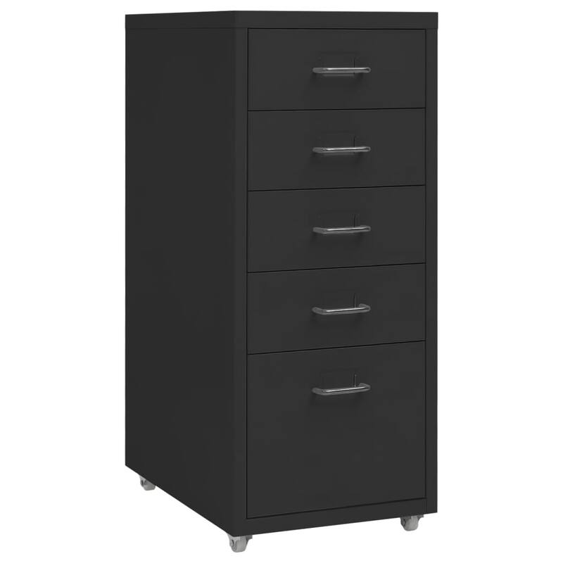 vidaXL Mobile File Cabinet Metal Medium Mobile File Cabinet - Black