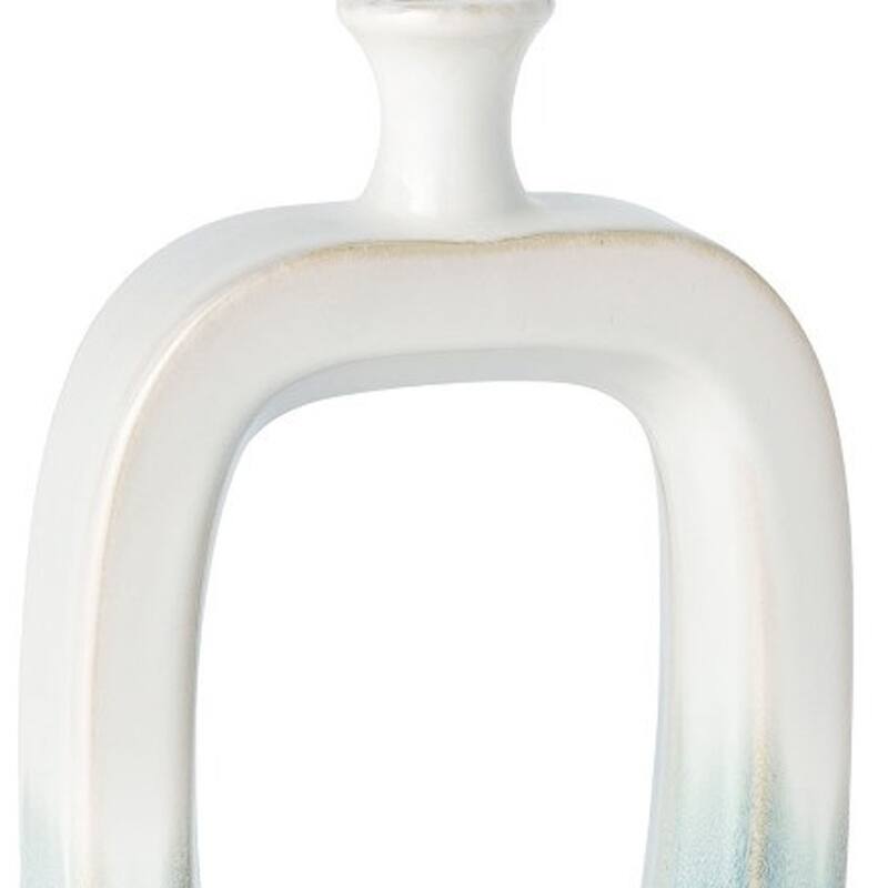 14" Aqua And White Ombre Ceramic Table Vase - 8