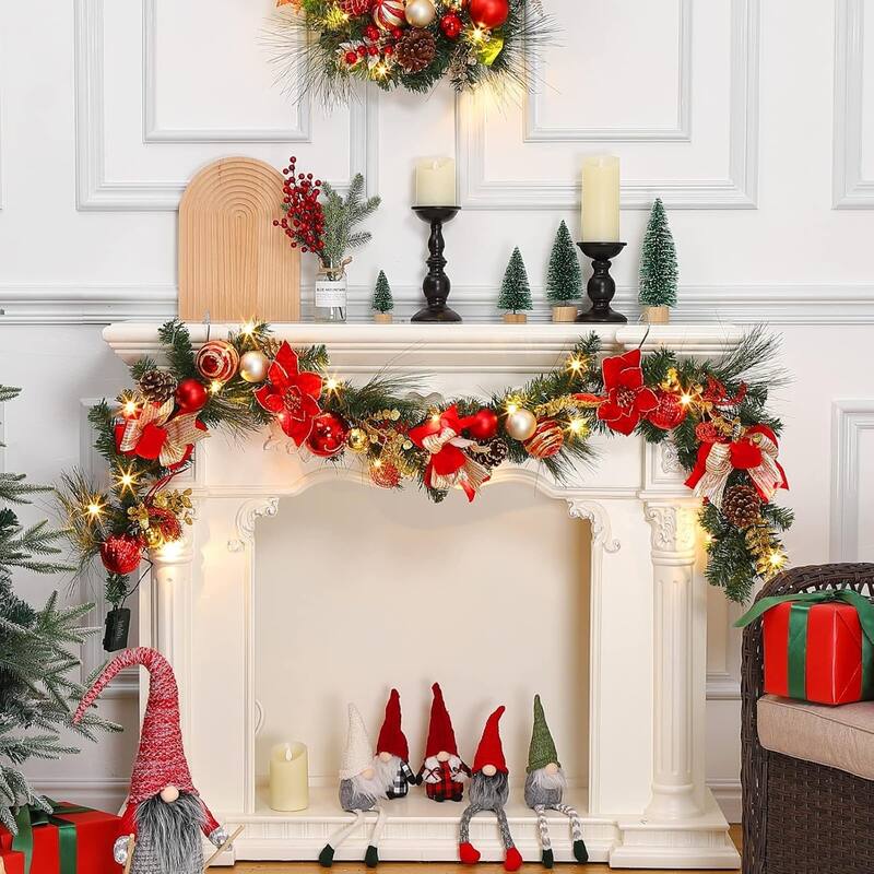 6 ft Pre-Lit Christmas Garland Battery Operatedwith 20 Lights & Timer - N/A