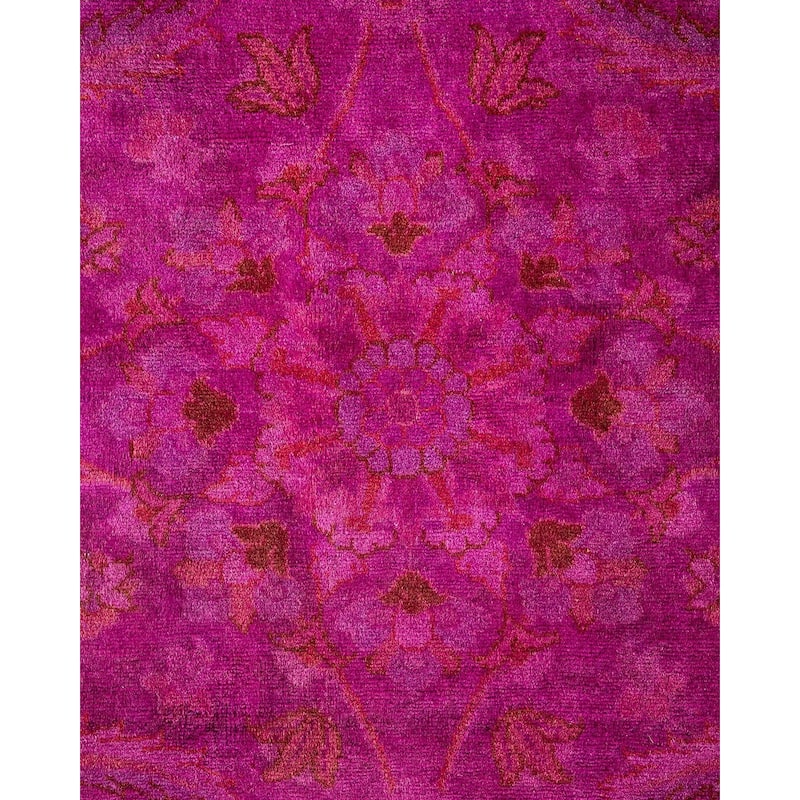Overton Hand Knotted Wool Vintage Inspired Modern Contemporary Overdyed Pink Area Rug - 8' 2" x 8' 2"