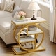 preview thumbnail 12 of 46, Industrial 4-tier Wood Narrow Side End Table with Storage Shelves