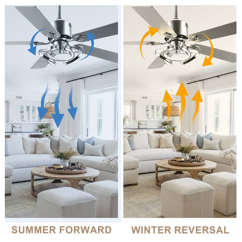 Bella Depot 52" Modern Ceiling Fan with Dimmable Light and Remote 6-Speed Reversible Motor