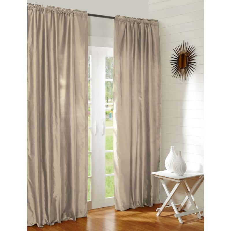 Radine Ivory Dupioni Silk Rod Pocket Single Curtain Panel