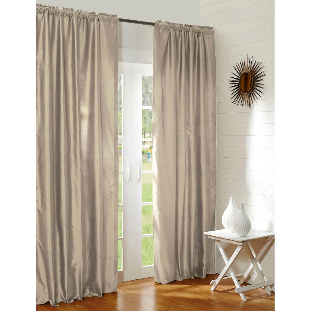 Radine Ivory Dupioni Silk Rod Pocket Single Curtain Panel