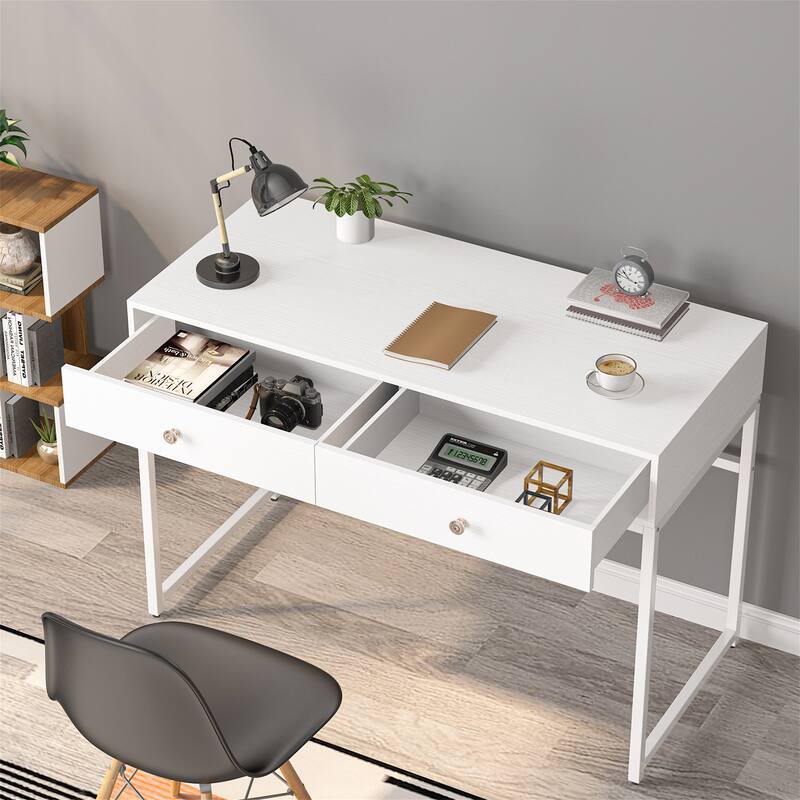 47 inch Home Office Desk Study Writing Table with 2 Storage Drawers