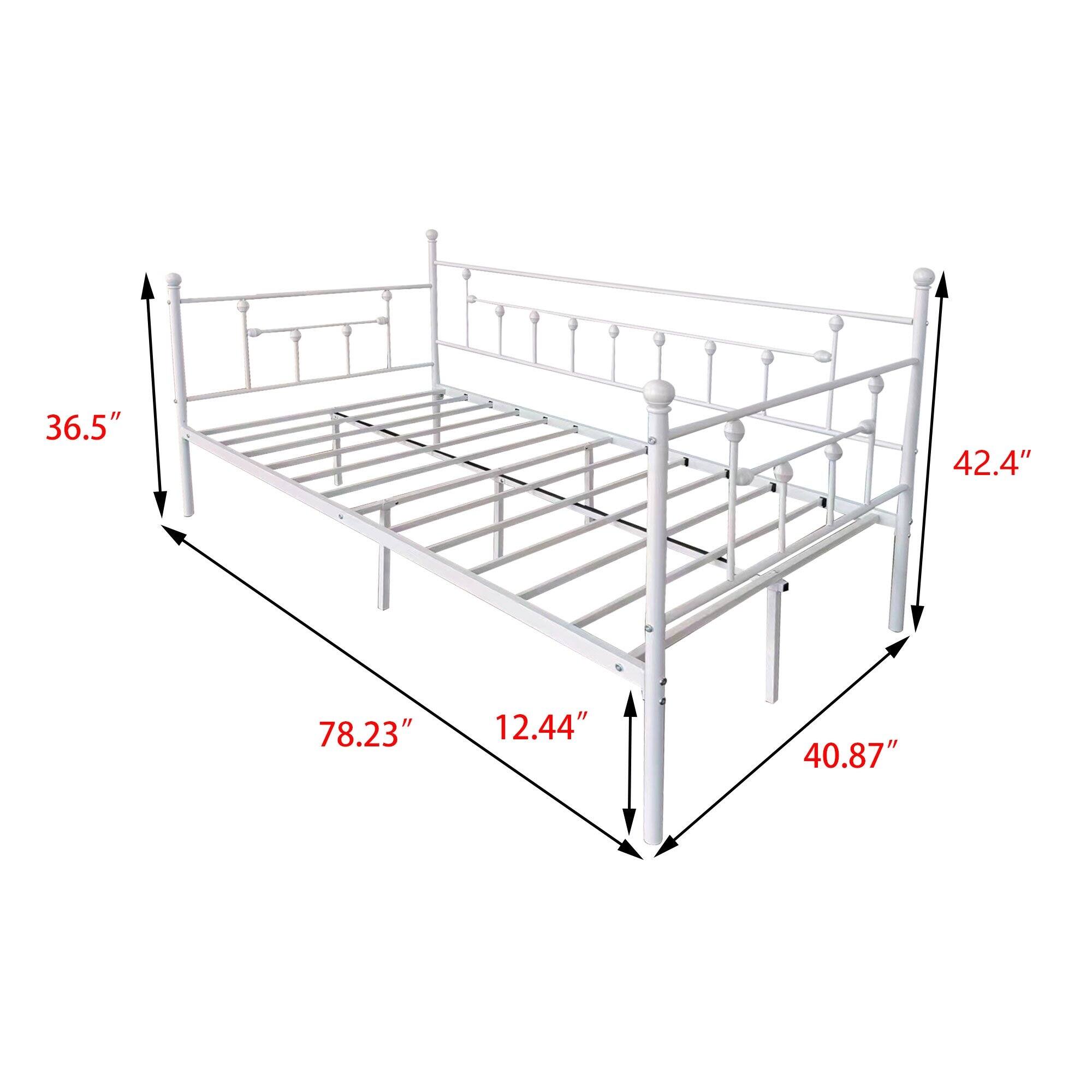 NNV Victorian Metal Twin Daybed, Metal Bed Frame, Mattress Foundation