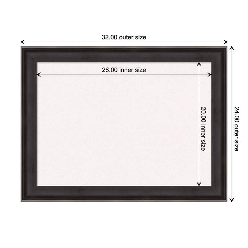 Allure Charcoal Wood Framed White Corkboard Bulletin Board, Organization Board, Pin Board - Board Size 28x20