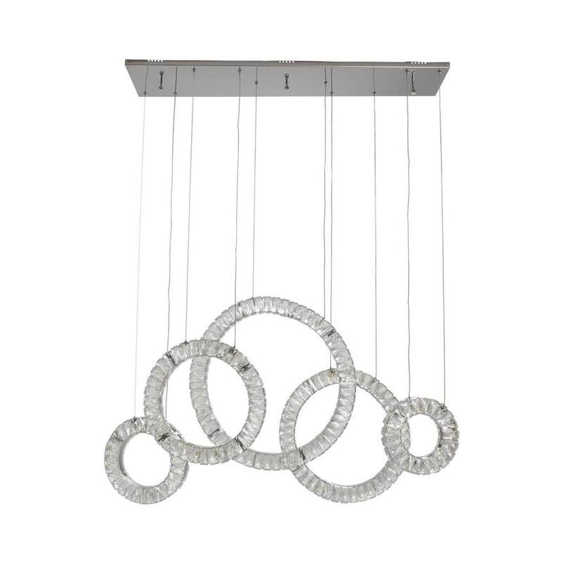 5 Hoop Crystal Progression Integrated Led - Chandelier - Dimmable - Chrome - N/A - Chrome
