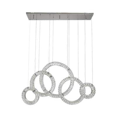 5 Hoop Crystal Progression Integrated Led - Chandelier - Dimmable - Chrome - N/A