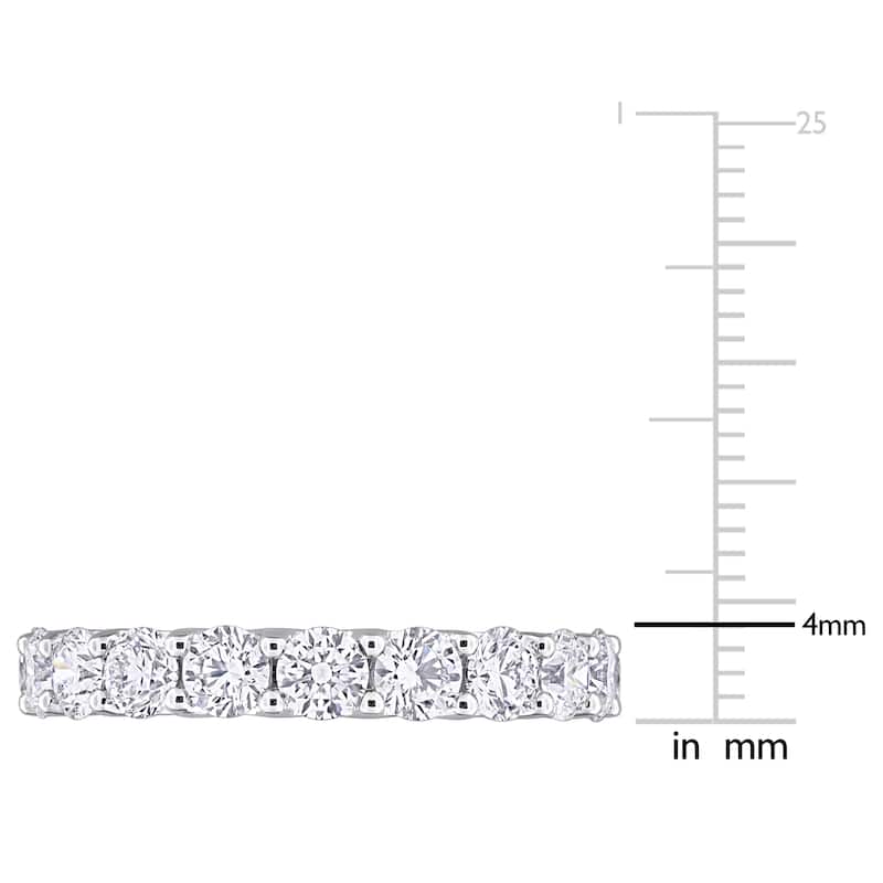4ct TDW Lab-Grown Diamond and Tsavorite Accent Eternity Ring in 14k White Gold