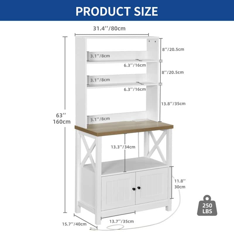 Moasis 5 Tier Kitchen Bakers Rack with Storage Shelves Microwave Oven Stand Kitchen Shelf Organizer