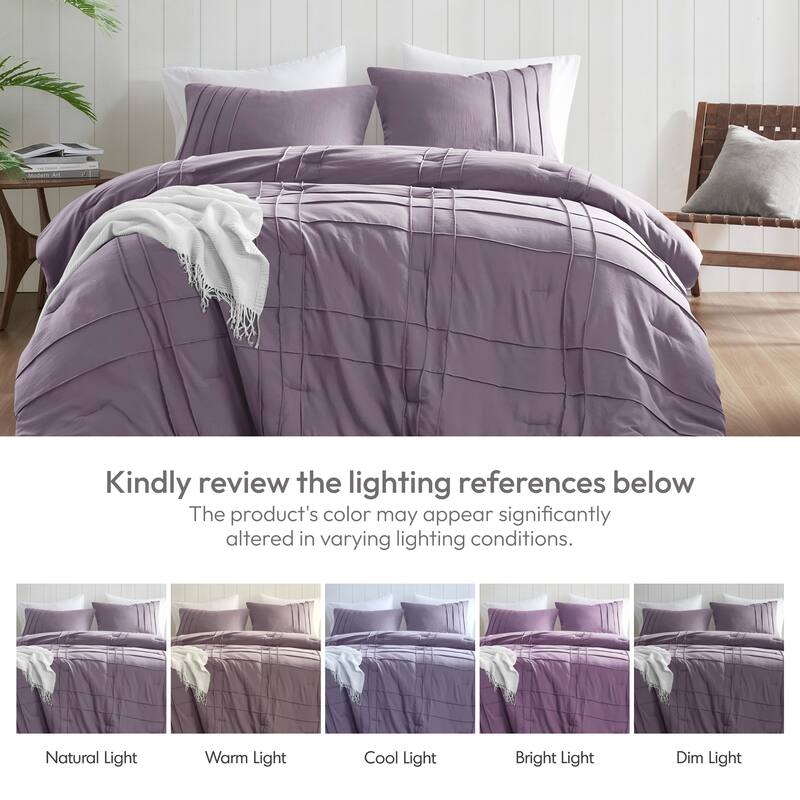 Chelsea Square Evans Pinch Pleated Soft Washed Boho Comforter Set